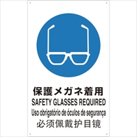 ＴＲＵＳＣＯ　４ヶ国語　ＪＩＳ安全標識　保護メガネ着用